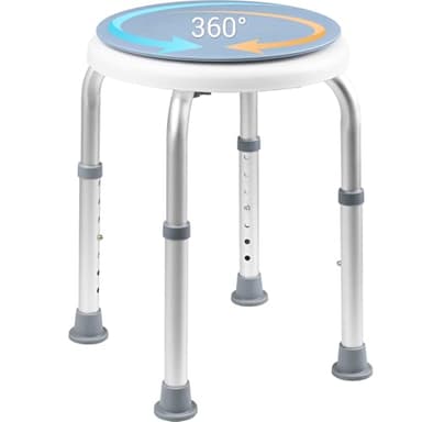 Tabouret de Douche Pivotant à 360° Chaise de Bain, Siège de Douche Hauteur Réglable 36-52cm, Siège de Douche, Fabriqué en Aluminium Tabouret Salle de Bain Bleu, pour Personnes âgées