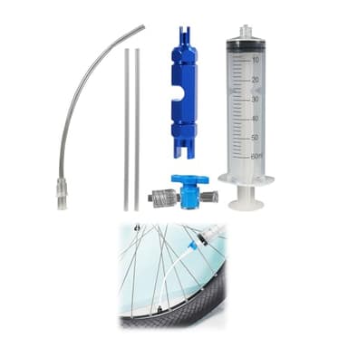 Outil Mastic d’Injection pour Vélo 60ml, Kit Tubeless Seringue avec Outil de Retrait de Valve, Injecteur de Sealant Tubeless Produit d’Étanchéité Tubeless pour Réparation de Pneus Tubeless de Vélo