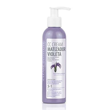 Clearé Institute CC Crème Matifiante Violette | Toner Matifiant Violet qui Neutralise les Tons Indésirables dans les Reflets, les Blondes et les Gris | 95,8% d'Ingrédients d'Origine Naturelle. 200ml
