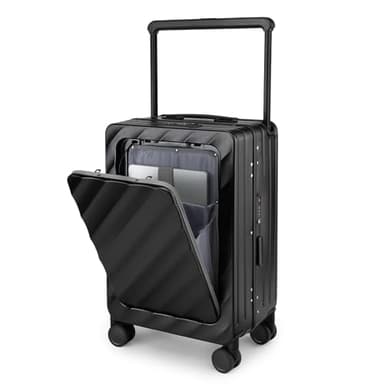 Sea choice Valise avec Poche Avant pour Ordinateur Portable Bagage à Main Trolley Rigide Fermeture éclair YKK avec 4 roulettes Doubles et Serrure TSA