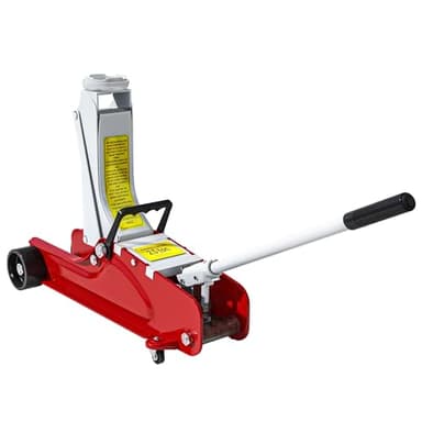 HOMCOM Cric hydraulique à Profil Bas en Acier Robuste, Charge maximale de 2500 kg, capacité de Levage de 8 à 38 cm, Rouge