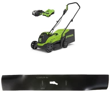 Greenworks GD24LM33K2 Tondeuse à Gazon sans Fil avec Moteur sans Brosse, Largeur de Coupe 33 cm, Inclus Batterie 24V 2Ah et Chargeur+ Greenworks Tools Lame de Rechange 33cm