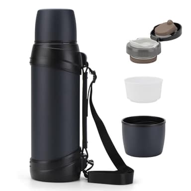 Esweey Grande flasque de voyage en acier inoxydable avec poignée pour la randonnée, la pêche - 2,5 l