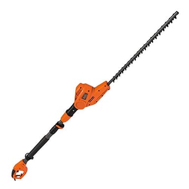 BLACK+DECKER Taille-Haies Sur Perche Filaire 550W, Taille-Haies Electrique 51 cm avec Lame Asymétrique, Manche Télescopique, Tête Pivotante et Double Interrupteur, Ecartement 22 mm, PH5551-QS Noir/Orange