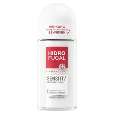Hidrofugal SENSITIV Roll-on, anti-transpirant puissant, protection pour les peaux sensibles, déodorant sans parfum sans alcool éthylique contre l'humidité des aisselles et les odeurs corporelles (50