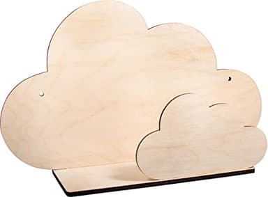 Rayher 62975505 Etagère murale enfant, nuage, bois naturel FSC MixCred, 1 Kit, 35X21X10cm, décoration, chambre d’enfant