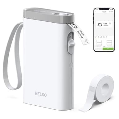 Nelko Imprimante d'étiquettes, Bluetooth P21, Étiqueteuse autocollante portable, Sans fil, Mini imprimante d'étiquettes avec iOS Android, Pour la maison, le bureau, blanc