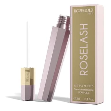 ROSEGOLD ROSELASH Advanced Sérum de Croissance Cils Plus Pleins, Longs et Épais - 95% Naturel Fabriqué en France - Sans Hormones Sans Parfum - Vegan