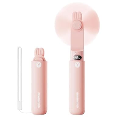 Hippodance Mini ventilateur portatif à piles - Écran LED - Rechargeable par USB - Avec chargeur portable - Pour femme et fille