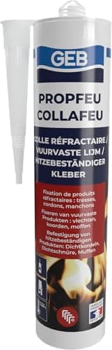 GEB Colle réfractaire COLLAFEU 310 ml spécial collage et assemblage de pièces réfractaires et fibres isolantes sur insert, poêles, cheminées fours et chaudières - résistante jusqu’à 1100°C
