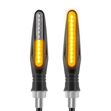 2 Pièces Indicateurs de Virage Moto LED 12V, Feux Clignotants Moto Flowing Mode, Lumières de Tournage 15 LED, Étanches pour Scooter, Quad, Cruiser, Off Road, Compatible avec PS4, PC, Universels