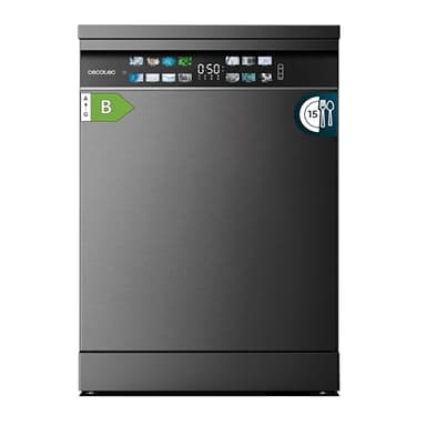 Cecotec Lave-vaisselle 60cm Bolero Aguazero 6700 Dark B Lave-vaisselle foncé, 15 couverts, Classe B, Moteur Inverter Plus, O2 Dry, Lavage Double Zone, Plateau Ajustable, Stockage Long et Turbo Dry+.