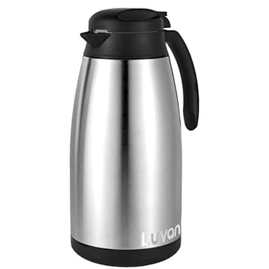 Luvan Thermos 2L, Carafe Thermique en Acier Inoxydable, Pichet Isotherme Double-Wall Vacuum Isolé,Isolation de la Chaleur 12h et Rétention du Froid 24h,Carafe Thermique Pour le Thé,l'Eau,le Café
