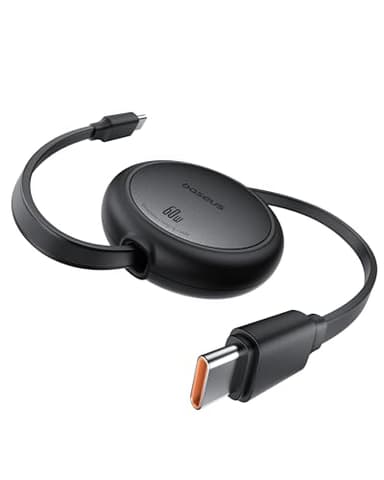 Baseus Câble USB C, 60 W PD 5 A QC 4.0, mini, de charge rapide, rétractable, USB C vers USB C, longueur préréglée à 4 niveaux, pour iPhone 15, Samsung, iPad, facile à ranger, portable