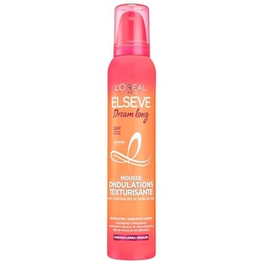 L’ORÉAL PARIS - Mousse Ondulations Texturisante - Cheveux Longs - Définition 48H - Vitamines B3 et Huile de Ricin - Sans Effet Carton - Elseve Dream Long - 200 ml