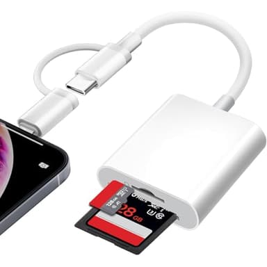 Lecteur de Carte SD pour iPhone, [Apple MFi Certified] Lightning USB C Adaptateur Carte SD pour Micro SD/SD, Lecteurs Carte Mémoire Externes pour iPhone, iPad, Galaxy