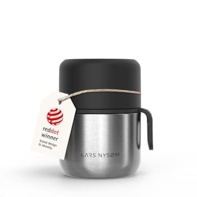 LARS NYSØM Boîte Alimentaire Isotherme en Inox - Récipient Hermétique pour Repas Chauds ou Froids, Thermos à Large Ouverture pour Soupe, Bureau & Voyage (Stainless Steel, 350ml)