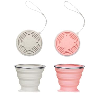 VQEOEOT Tasses en Silicone Pliables, 2 Unités de 180 ml, Multicolore (including Rose), Pliable, Réutilisable, pour Voyages, Pique-niques, Camping
