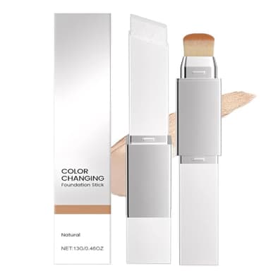 VRYNDH Fond de teint stick 2 en 1,Korean Color Changing Foundation Stick,Fond de teint clarivelle,longue Tenue Résistant à l'Eau -Teint Naturel (Couleur naturelle)