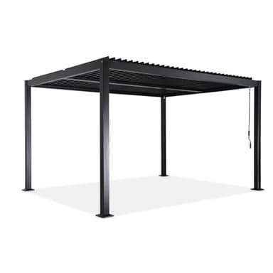 sweeek - Pergola bioclimatique Noir. Aluminium et Acier. 3x4m. Lames orientables
