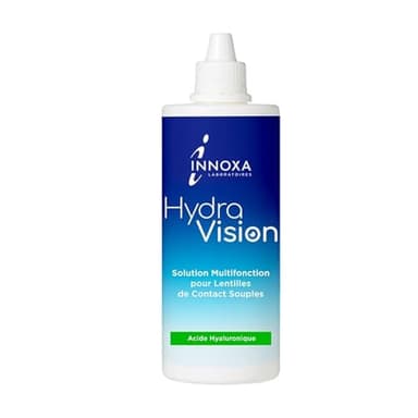 INNOXA Laboratoires - Solution pour Lentilles de Contact Souples - Acide Hyaluronique - Nettoyant, Désinfectant, Humidifiant - Yeux sensibles - Étui à Lentilles inclus - 360 ml