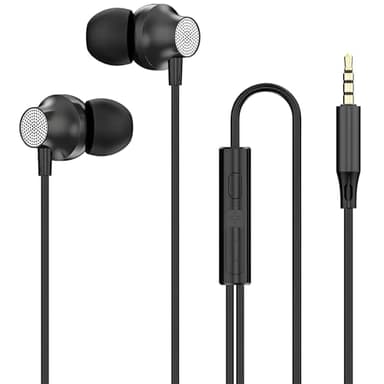 Lamkrtlp Écouteurs, Écouteur Filaire avec Microphone et Controle Volume, Oreillette Filaire Jack 3.5mm Universel, pour iPhone, Smartphones Android, MP3 etc (Noir)