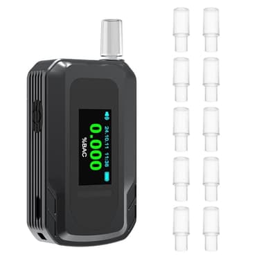 Homcoice Éthylotest Electronique Police avec 10 Embouts, Alcootest capteur électrochimique et Rechargeable par USB, Alcoometre Portable pour Usage Domestique ou Automobile