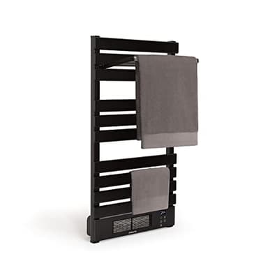 CREATE / WARMTOWEL Pro + ÉTAGÈRE/Radiateur Porte-Serviettes avec Chauffage et Wi-FI avec étagère 3 Barres et Crochet Noir / 101x13x55 cm / 1500 W, 2 puissances, pièces jusqu'à 12 m², Technologie PTC