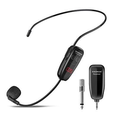 XIAOKOA Microphone sans Fil,UHF Micro Casque sans Fil,Wireless Microphone Serre Tête avec Affichage Numérique LED,pour Amplificateur/Haut-Parleur/PA Système