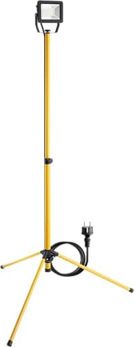 goobay 57844 Projecteur de chantier LED sur pied télescopique 30W / 2550 lm/Lumière blanc neutre - 4000K / Pour l'intérieur & l'extérieur - IP65 / Noir/Jaune