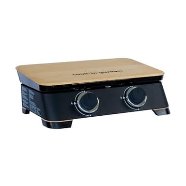 Cook’in Garden - Plancha Gaz Dune 60, 2 Brûleurs Inox 4 kW, Plaque Fonte Émaillée, Bac Récupérateur de Graisse Amovible, Capot Inclus, Idéal 10 Personnes,