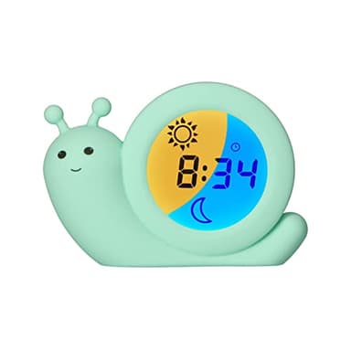 Alecto BC110GN Simon - Réveilleur - Réveil éducatif pour Enfants - Veilleuse - Apprendre à Dormir et se réveiller avec Un réveil LED pour Enfants - Escargot, Menthe