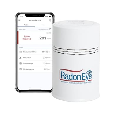 Ecosense RD200 RadonEye, Détecteur de Radon Domestique, Capture Rapide des Niveaux Fluctuants, Surveillance Continue en Temps Réel à Court et Long Terme avec Graphiques de Tendance