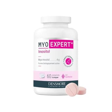 Densmore - MYO EXPERT - 4000mg myo inositol - SOPK, équilibre hormonal - Complément alimentaire - Haut dosage myo inositol - 60 comprimés à croquer - Cure 20 jours - Goût frambroise