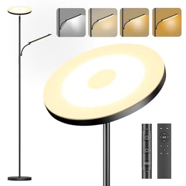 LUCKEA Lampadaire LED Dimmable, 42W/4000LM Lampadaire sur Pied Salon avec Liseuse Lampe mit 2700-6500K Intensité Variable en Continu, Télécommande et Contrôle Tactile