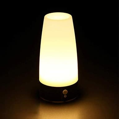 Guijiyi Lampe de Chevet Nuit de LED Lampe de Table Sans Fil avec Détecteur de Mouvement à Infrarouge (PIR), Veilleuse Alimentée par Batterie pour la vie, Chambre à Coucher, Salle de Bain, Couloir