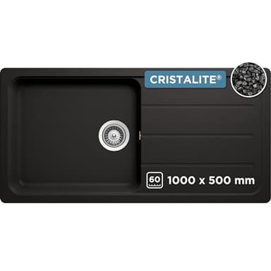 SCHOCK Formhaus D-100L Nero Évier de cuisine, 100 x 50 cm, en granit, à partir de 60 cm de large, noir