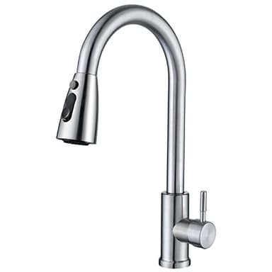 Cieex Robinet Cuisine Douchette Mitigeur Cuisine Pivotant à 360° d'Évier à Arc Élevé Robinet de Cuisine en Acier Inoxydable 3 Modes Pulvérisateur Extensible (Argent Mat)