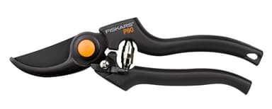 Fiskars Sécateur à lames franches, Diamètre de coupe: 2,6 cm, Lames en Acier avec revêtement antiadhésif, Longueur: 22,5 cm, Noir/Orange, Pro, P90, 1001530