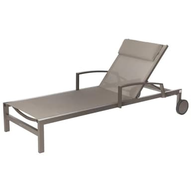 Hespéride - Transat Inclinable Ocala - Noisette et Tonka - 4 Positions - 2 Roues - Aluminium Époxy - 197 x 78 x 94 cm - pour Jardin, Terrasse