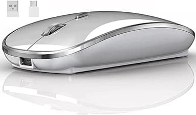 Souris sans fil pour ordinateur portable, souris sans fil 2,4 GHz avec double récepteur USB/USB-C pour ordinateur, souris portable rechargeable compatible avec Apple MacBook Air/Pro, iPad, tablette,