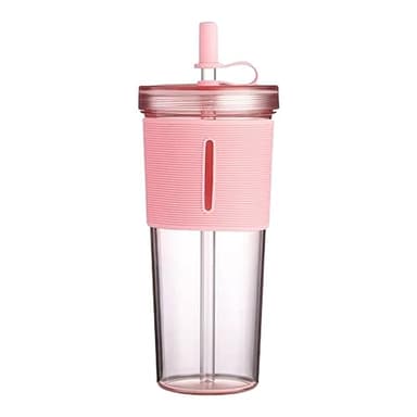 Gobelet de voyage en acrylique de 700 ml avec couvercle et paille - Gobelets réutilisables à double paroi de qualité supérieure - En plastique transparent - Avec bouchons - 400 ml - En vrac - Taille