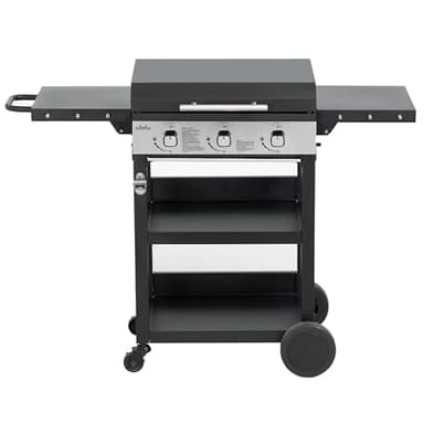 BIGHORN Plancha gaz de 3 brûleurs avec chariot et couvercle;7.2kw