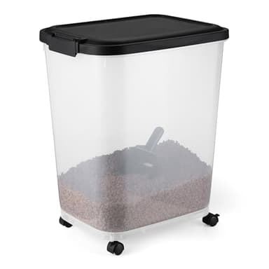 Amazon Basics Boîte de Conservation de Nourriture pour Animaux, 22.6 kg,Transparent et Noir