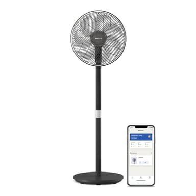 Philips Ventilateur Smart Pedestal Series 3000. Puissant & Silencieux Technologie SilentWings. 19 dB. Ventilateur de Table/sur Pied. Inclinable et Rotatif. Contrôle par App. Noir (CX3550/01)