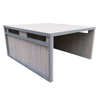 WilTec Garage de Robot Tondeuse – 800 x 700 x 380 mm – Couleur Grise – en Bois Massif et avec Toit Plat – Abri Carport de Jardinage Tonte de Gazon