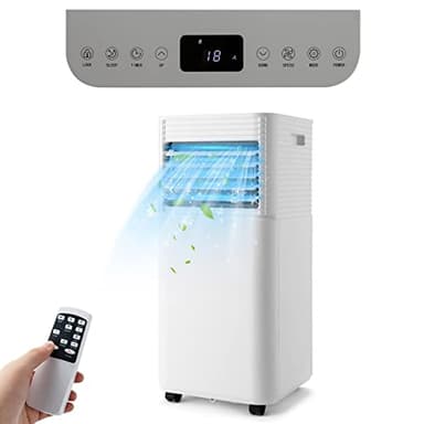 GOPLUS Climatiseur Mobile 7000BTU 2,1kW 4 en 1 Fonction de Refroidissement, Déshumidification Ventilation, Minuterie 24H, Contrôle Télécommande/Écran, 15㎡, Blanc, R290