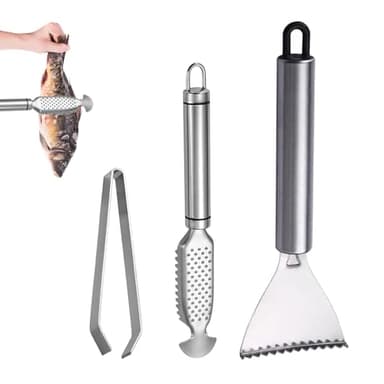 Zasjon Lot de 3 écailleurs de Poisson en Acier Inoxydable - pour enlever Les écailles de Poisson Plus Rapidement et Plus Facilement