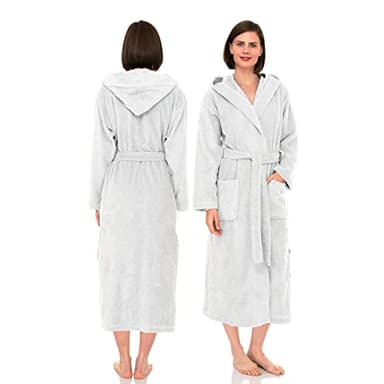 NAUSHA.HOME Peignoir de bain luxueux à capuche pour homme et femme - Robe de chambre 100 % coton en tissu éponge avec col châle - Parfait pour l'hôtel et le spa - Robe douce et élégante, blanc, M