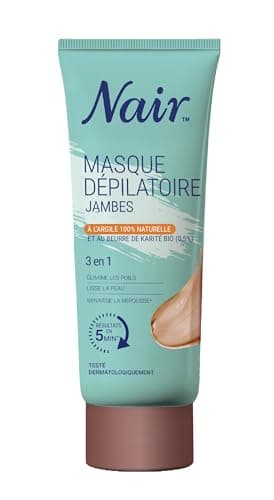 NAIR - Crème Dépilatoire Jambes Sublimes Rituel Karité, Argile 100% d'Origine Naturelle & Beurre de Karité Bio, Formule 3-en-1, 180 ml